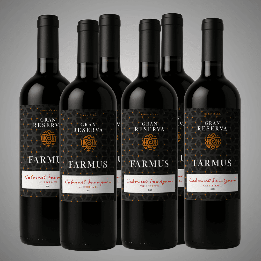 65%OFF, Pack 6 vinos, Saldo de exportación, Farmus Gran Reserva Caberet Saivignon 2021