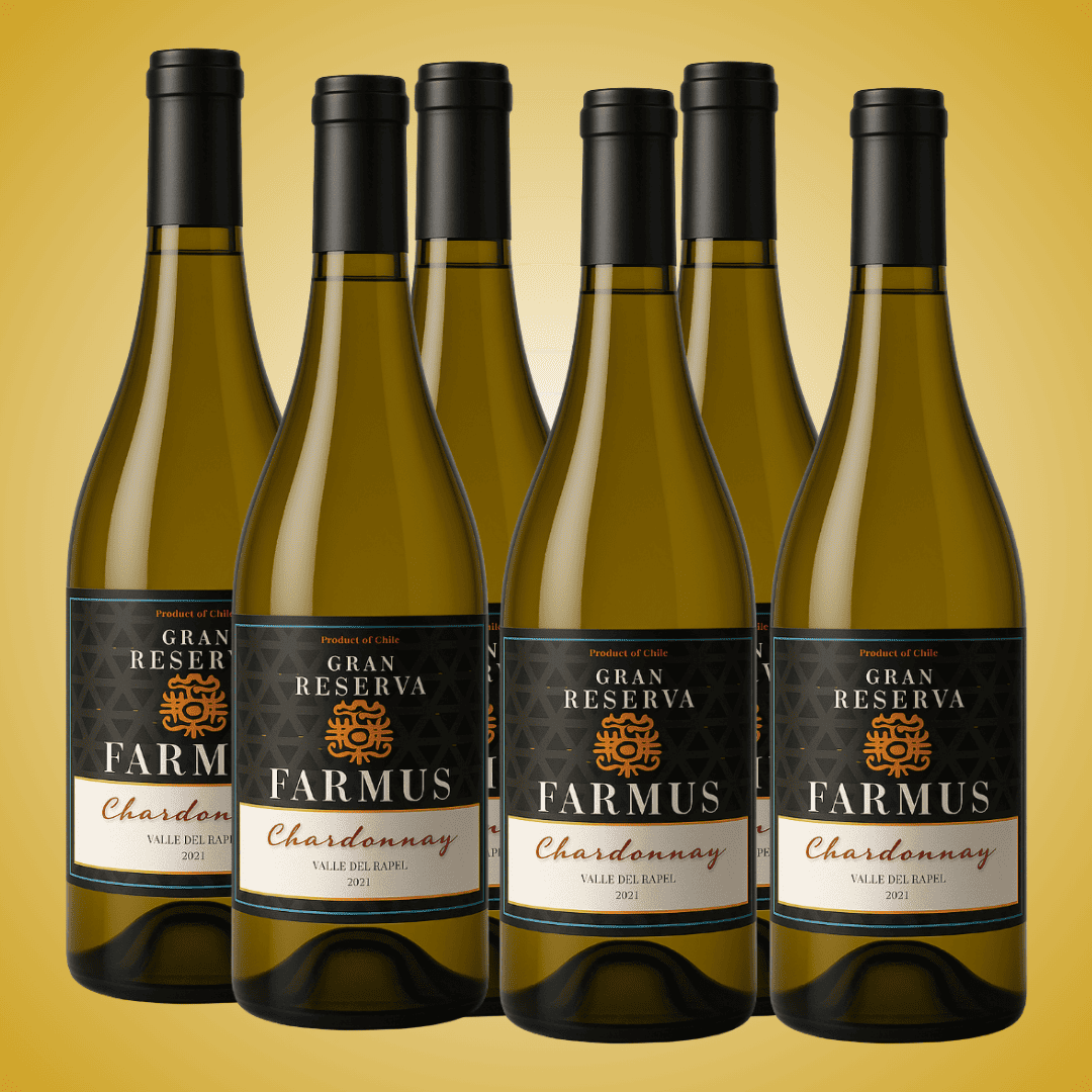 65% OFF, Pack 6 vinos, Saldo de exportación, Farmus Gran Reserva Chardonnay
