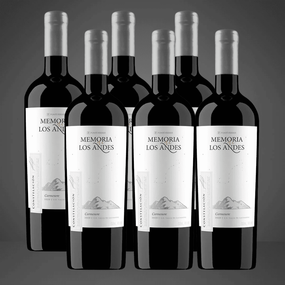55% OFF; Pack 6 Vinos Iconos, Carmenere, Saldo de exportación, Memoria de Los Andes
